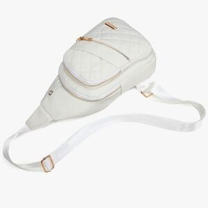 NWT Crossbody Sling Bag White with Gold Zippers/Hardware One Size